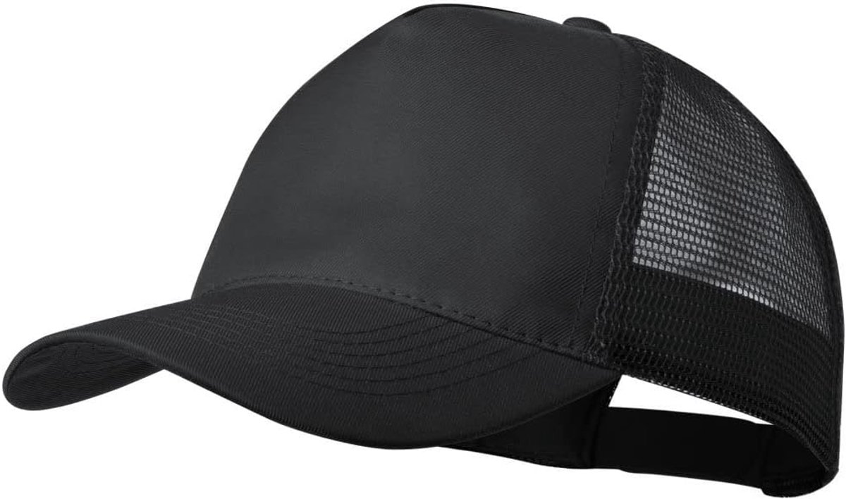 Casual baseballpet, 5 panelen, met mesh aan de achterkant, verstelbaar met kunststof sluiting, voor heren, dames, zomer.