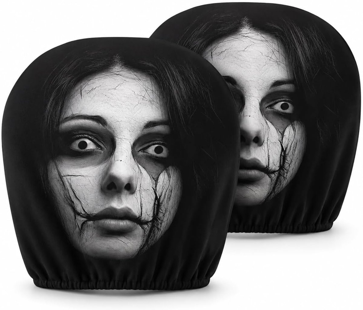 2 Stuks Griezelige Geestgezicht hoofdsteunhoezen voor Halloween，A | Universeel horror geesten auto hoofdsteun hoezen rekbaar grappig wasbaar ademend voor auto's, SUV's, vrachtwagens