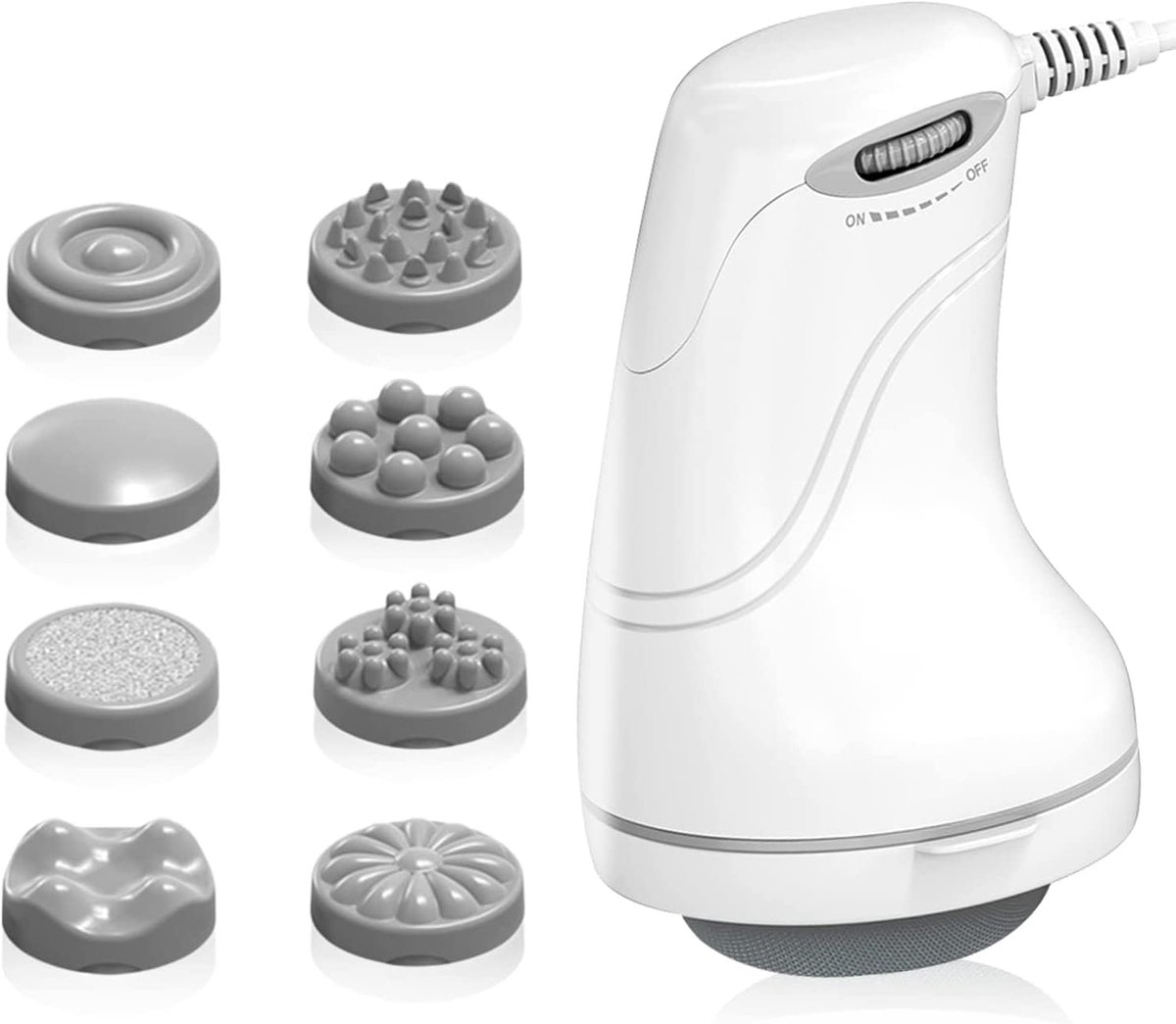 Cellulitis-massageapparaat, anti-cellulitis handmassage met 8 verwisselbare accessoires, strakke vormen, verlicht vermoeidheid voor hals, schouders, taille, buik, billen en benen