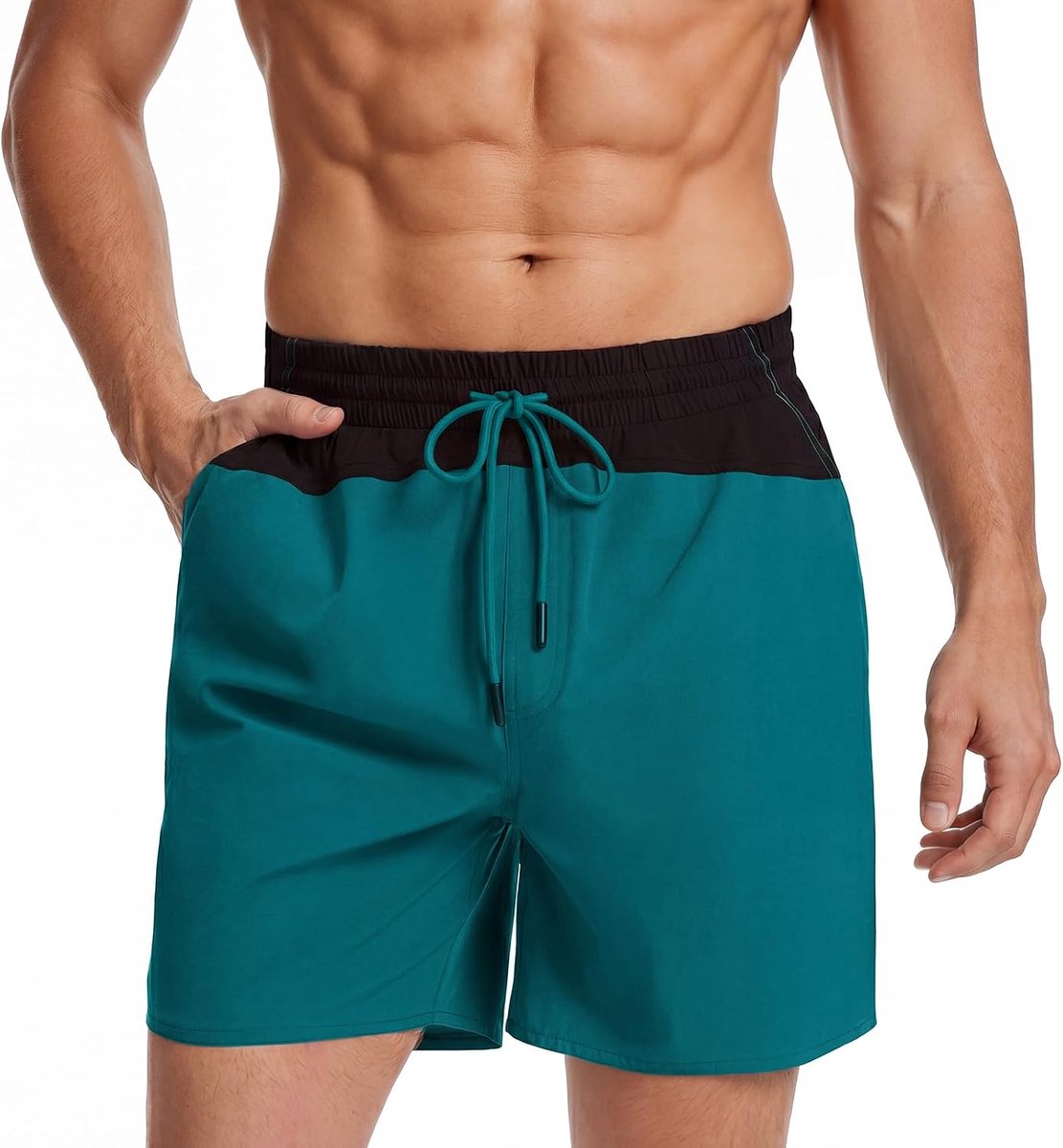 Zwembroek voor heren, met mesh-binnenslip en ritsvak, korte sneldrogende ademende zwembroek, boardshorts