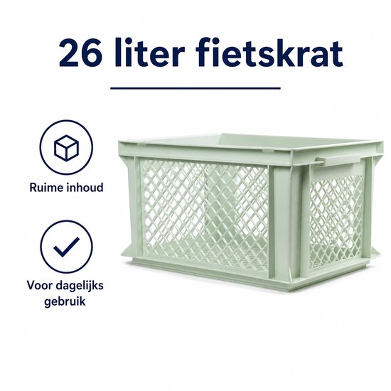 Fietskrat 26 Liter - 40 x 30 x 22 cm - Kunststof - Groen — afbeelding 4