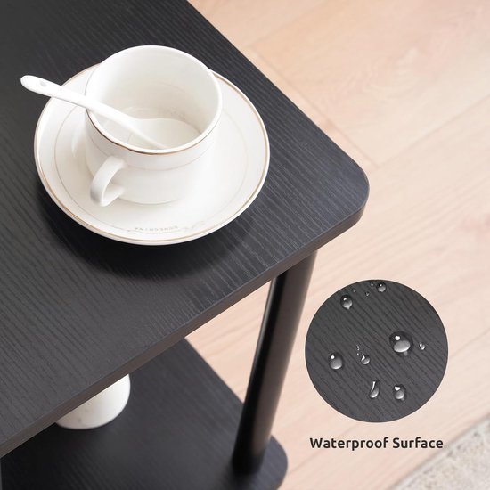 Tafel 2-laags smal nachtkastje opslag bijzettafel, zwart, 40 x 30 x 52 cm, geschikt voor woonkamer, slaapkamer, balkon — afbeelding 2