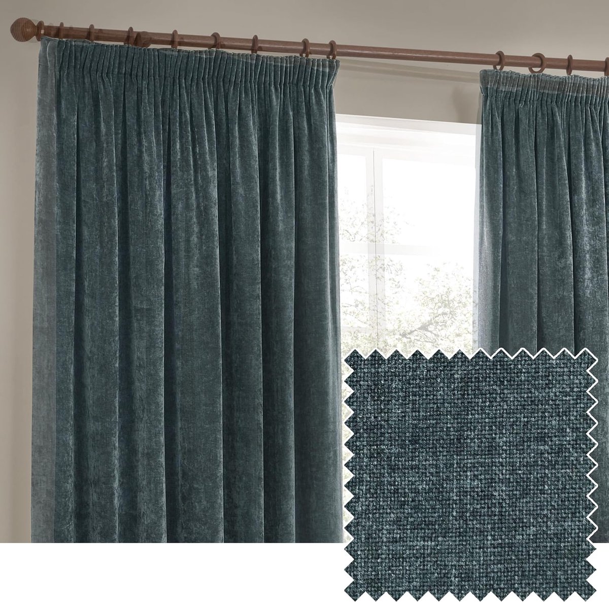 Zware Chenille Velvet Potlood Plooi Gordijnen