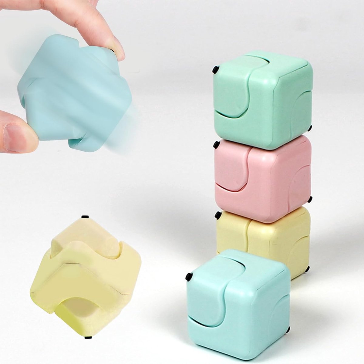 Cube Fidget Toy Anti-Stress, Set van 4 Magische Kubus, Draagbaar Bureauspeelgoed voor Volwassenen en Kinderen