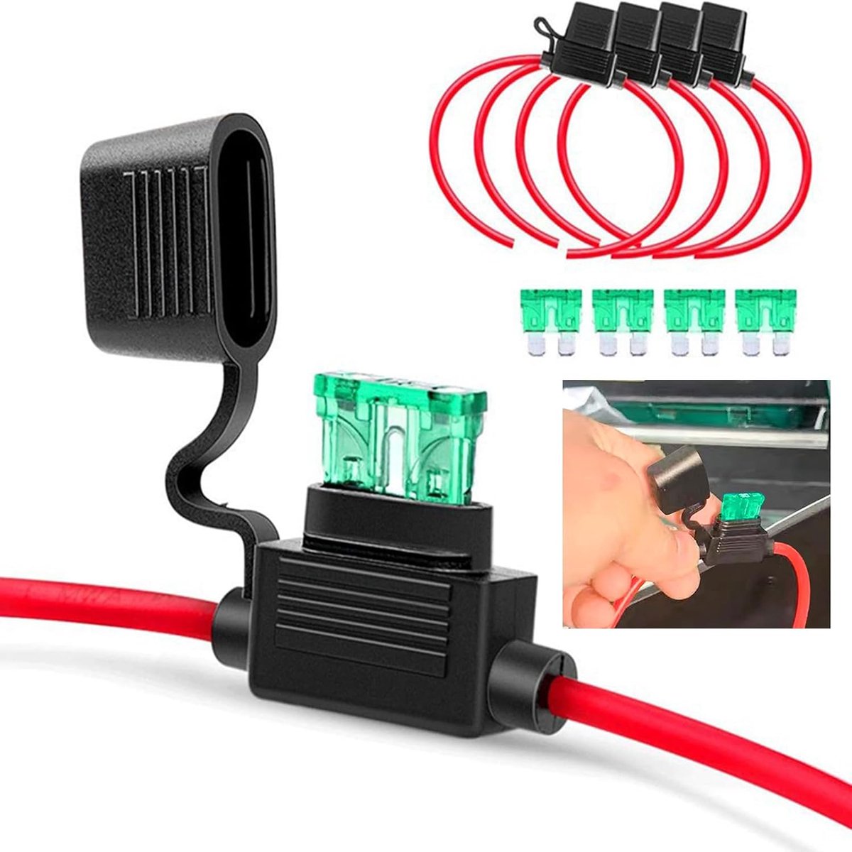 Zekeringhouder voor auto's, 12 AWG, zekeringhouder van koperdraad, waterdicht, standaard zekeringhouder, koperen auto-zekeringhouder, geschikt voor auto's, vrachtwagens, boten