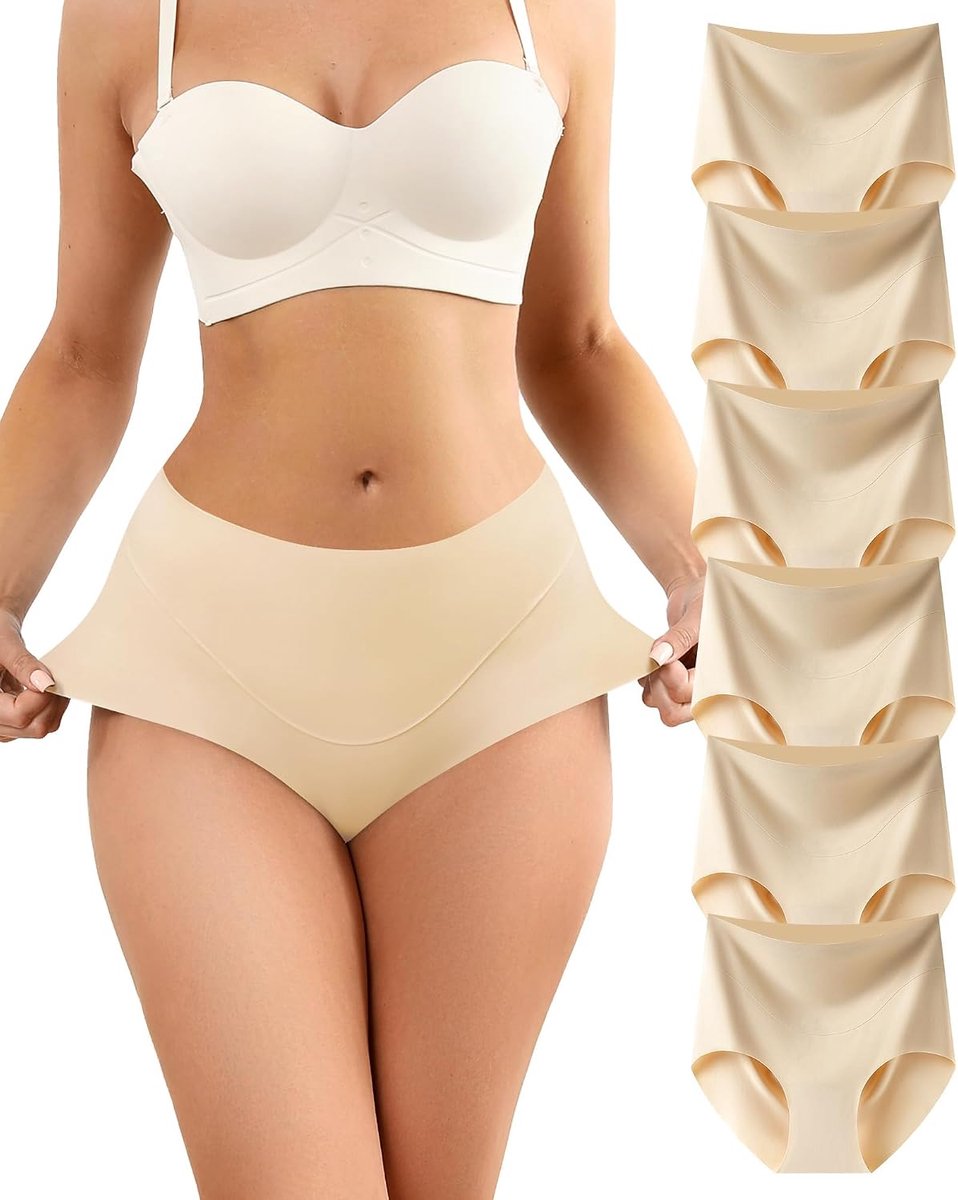 6 Pack Naadloze slip voor Vrouwen Hoge Taille Geen VPL Ondergoed No Show Dames Slipje Comfortabele Volledige Dekking Slips Multipack S-XXL