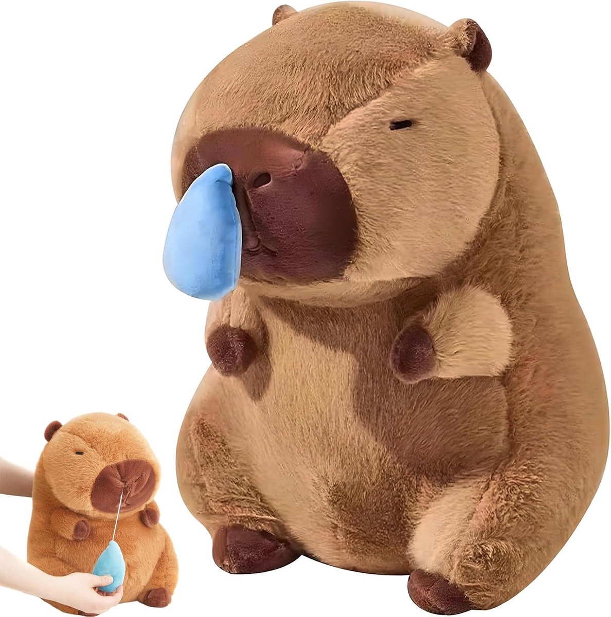Knuffeldier, schattig capibara pluche dier met intrekbare neus, verschillende maten, superzacht, wollig, perfect om te knuffelen, cadeau voor volwassenen en kinderen, 50 cm