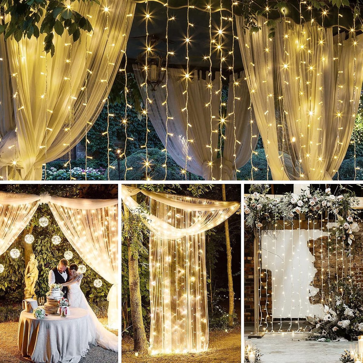 Lichtwand 3 m x 3 m lichtkettinggordijn 300 leds