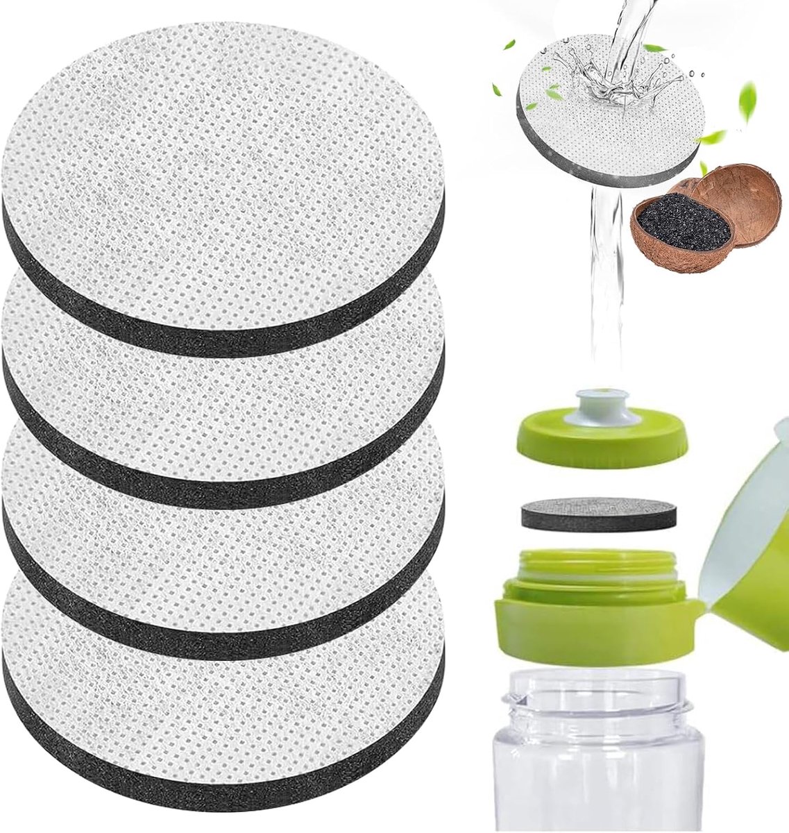 4 stuks waterfilters voor Brita Fill & Go filterflessen, waterfilters voor vermindert PFAS, chloor, microdeeltjes en andere verontreinigingen