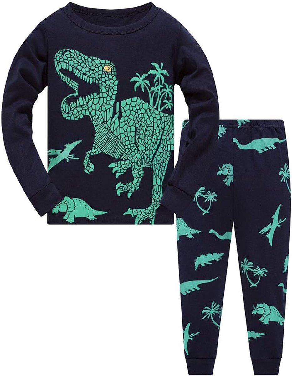 Pyjama voor kinderen, dinosaurussen, dieren, auto's, katoen, set, leeftijd 1-12 jaar