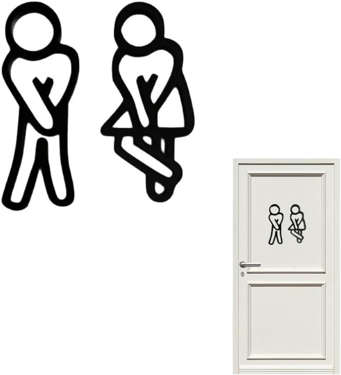 Sticker, Gangdecor Zelfklevend voor binnen en buiten, Badkamerdecoratie met sterke kleeffolie voor deuren en muren, Duurzaam toiletbord voor restaurant kantoor school