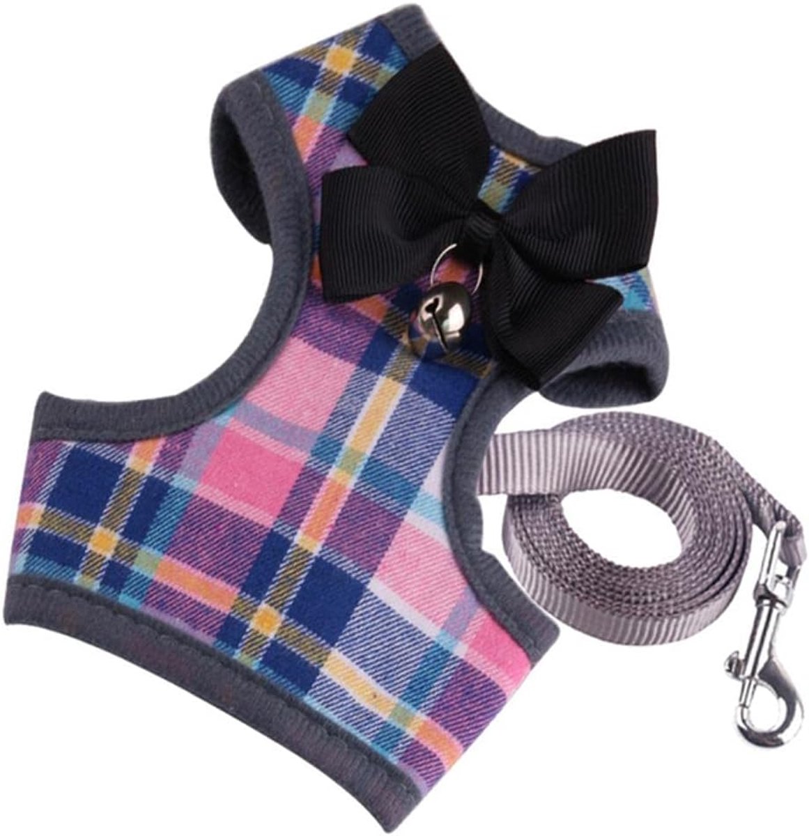 Harness Small Dog Harness And Leash Set Pet Cat Vest With Bow Mesh Padding, Suitable For Small Puppies And Chihuahuas-Pink,S