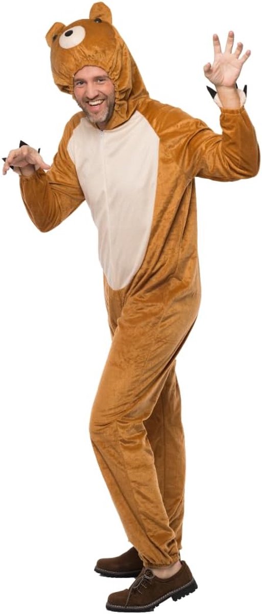 Beren Onesie Dieren Kostuum Volwassenen Pyjama Dieren, Jumpsuit Dier, Unisex, Bruin - Maat XL