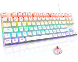 G-Lab Keyz Mercury TKL mechanisch gamingtoetsenbord, 87 toetsen, bekabeld, USB, AZERTY, Frans, led-achtergrondverlichting, meerkleurig, gaming, compact, zonder cijferblok, PC/PS4/PS5/Xbox nieuw