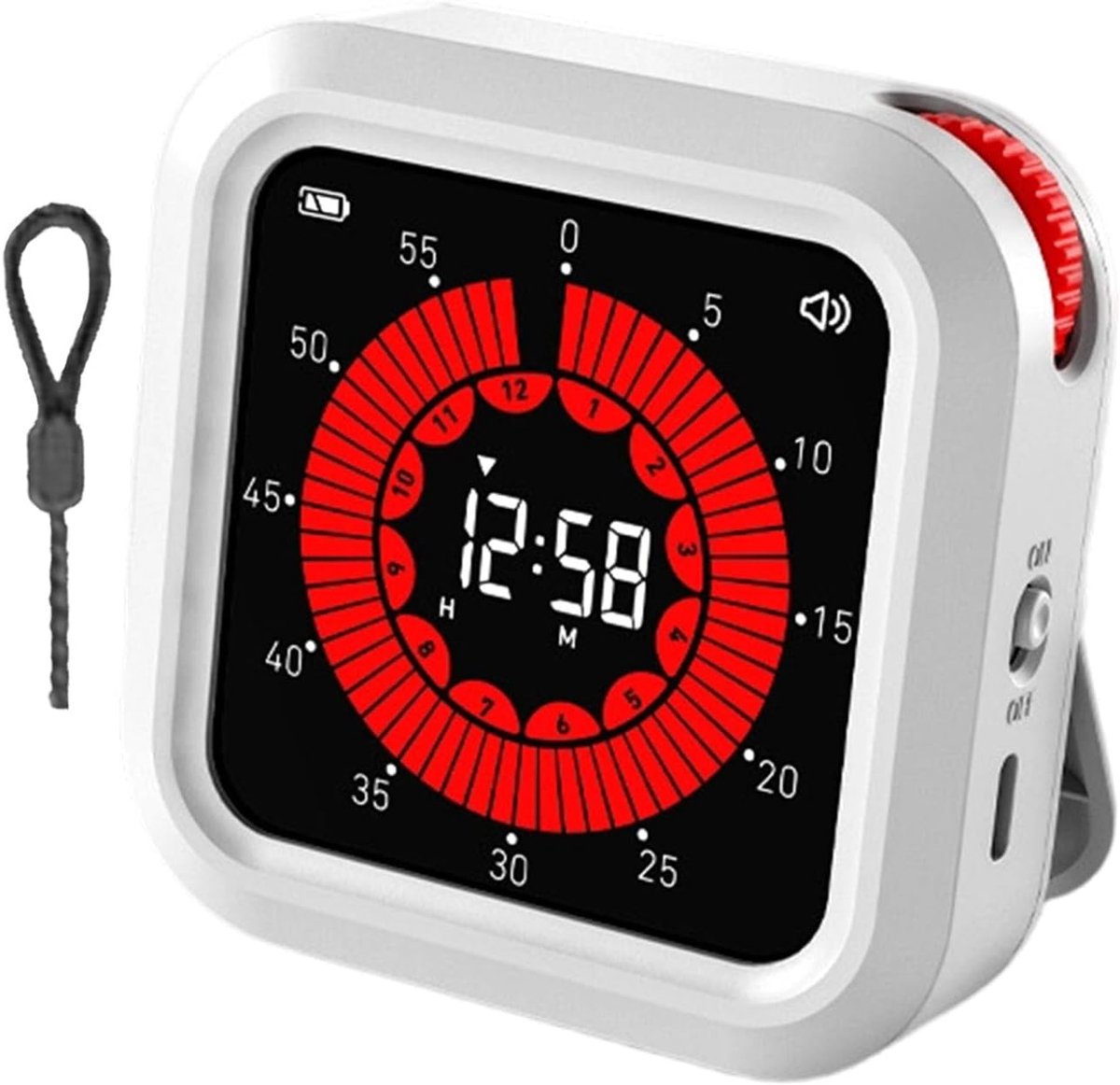 Visuele digitale timer, groot kleurendisplay & oplaadbaar, magnetische achterkant & stille modus, 12-uurs aftel-/optelstopwatchtimer voor kinderen, klaslokaal, keuken, productiviteit op het werk (wit)