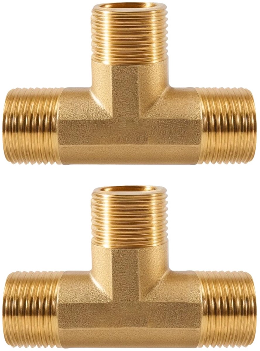 SolidKeus - 2 Stuks 90° T-stuk Koppeling van Messing voor Waterverbinding