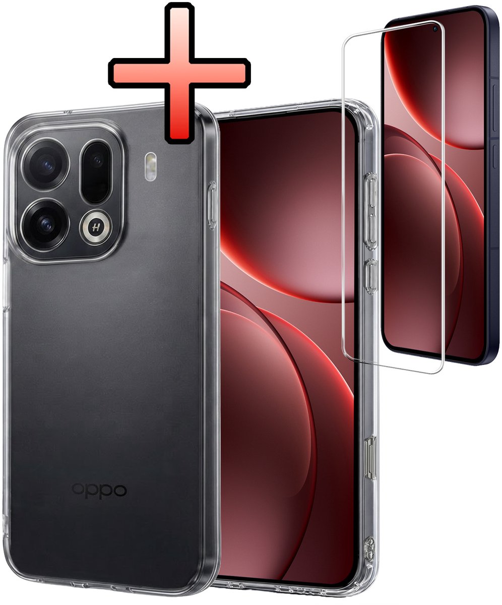 Hoesje - Met Screenprotector - Geschikt voor OPPO Find X9 Pro - Sterk & Shockproof - Back Cover - Siliconen Case - Telefoon Hoes - Transparant