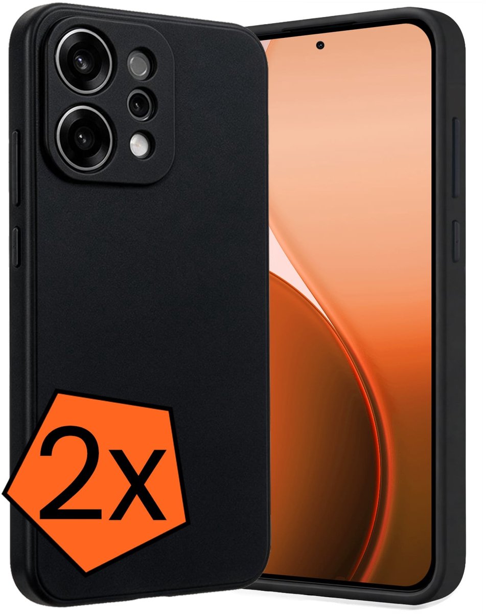 Hoes - 2 Stuks - Geschikt voor Oppo Reno 14 - Sterk & Shockproof - Case Siliconen - Back Cover - Telefoon Hoes - Zwart