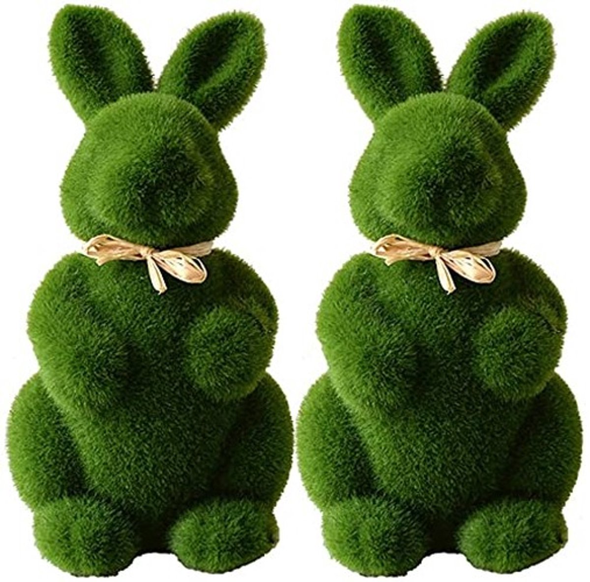 Elzusha - Set van 2 Groene Pasen Konijn Statuen voor Tuin Decoratie