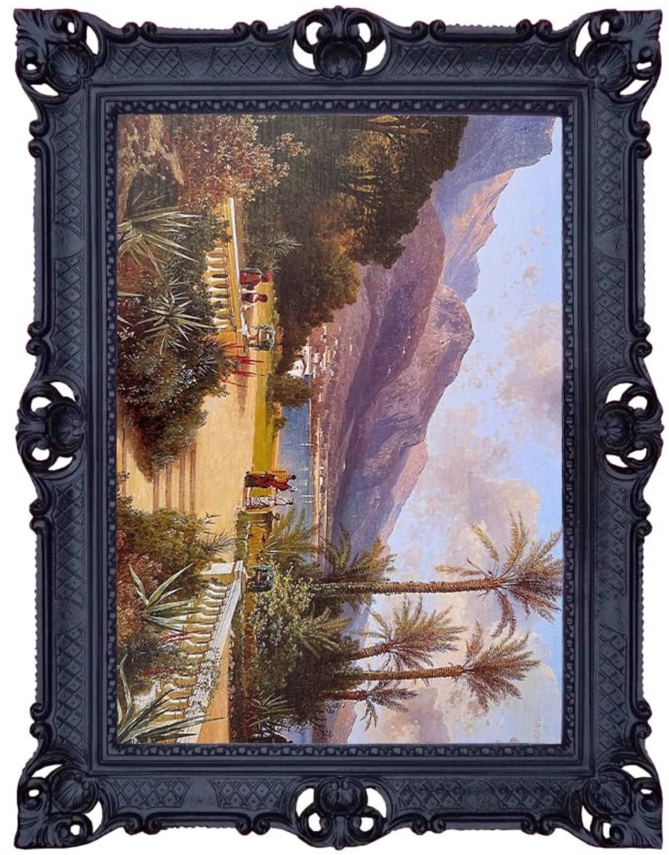 Elzusha - Mediterraans Schilderij 90x70 cm met Berglandschap en Palmen