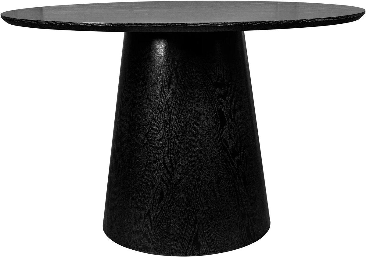 Eettafel Amber rond 130cm zwart Japandi eetkamertafel Japanse stijl tafel