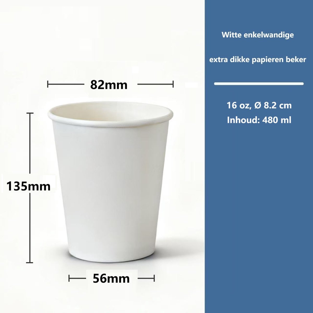 ATXANC 1000 Stuks Witte Koffiebekers 470 ml (16 oz) - Stevige Papieren Wegwerp Bekers - Kartonnen Drinkbekers voor Koffie en Thee - Ideaal voor Take-away, Reizen, Picknick, Camping & Catering