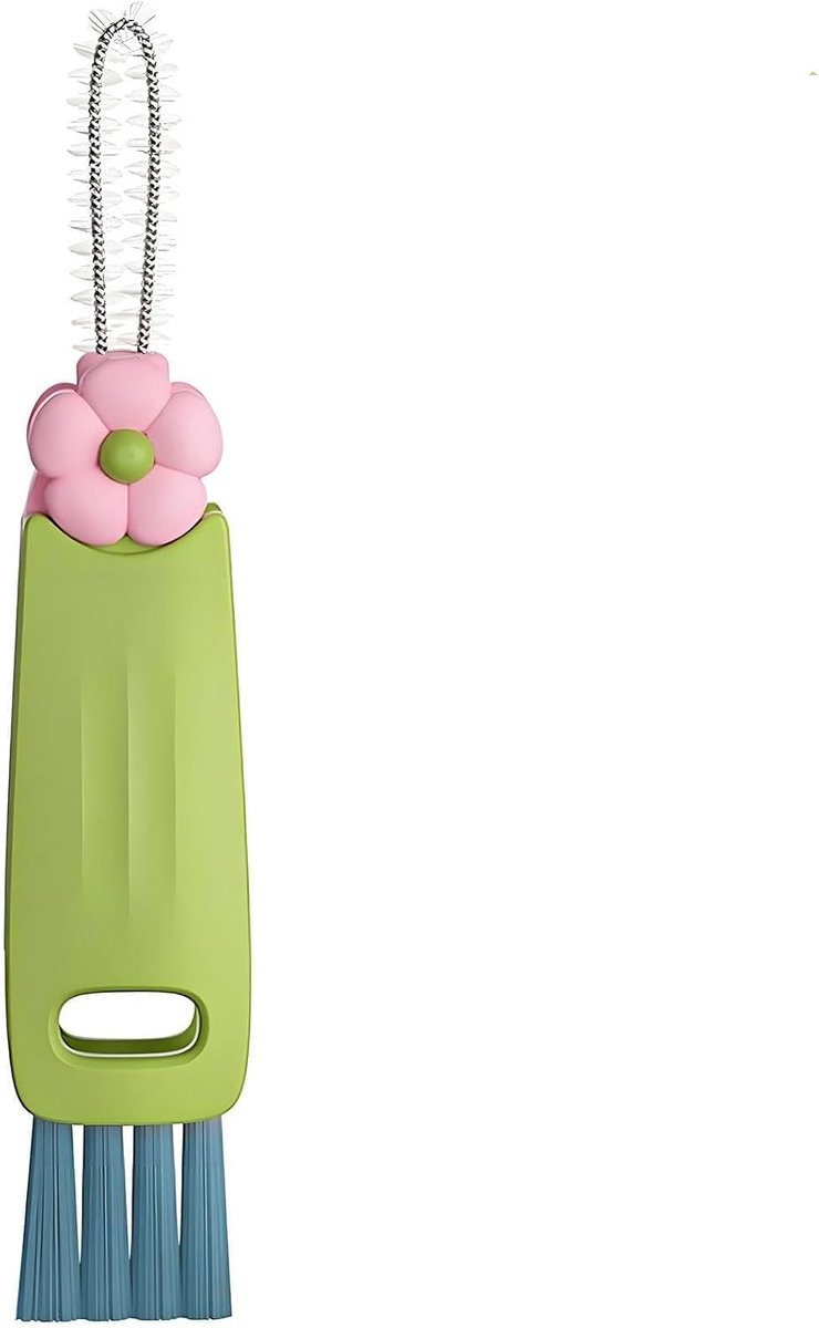 3-in-1 bekerdeksel, reinigingsborstel, flessendekselborstel, bekerdeksel, reinigingsborstel, multifunctionele reinigingsborstel, voor verschillende kopjes en flessen, groen