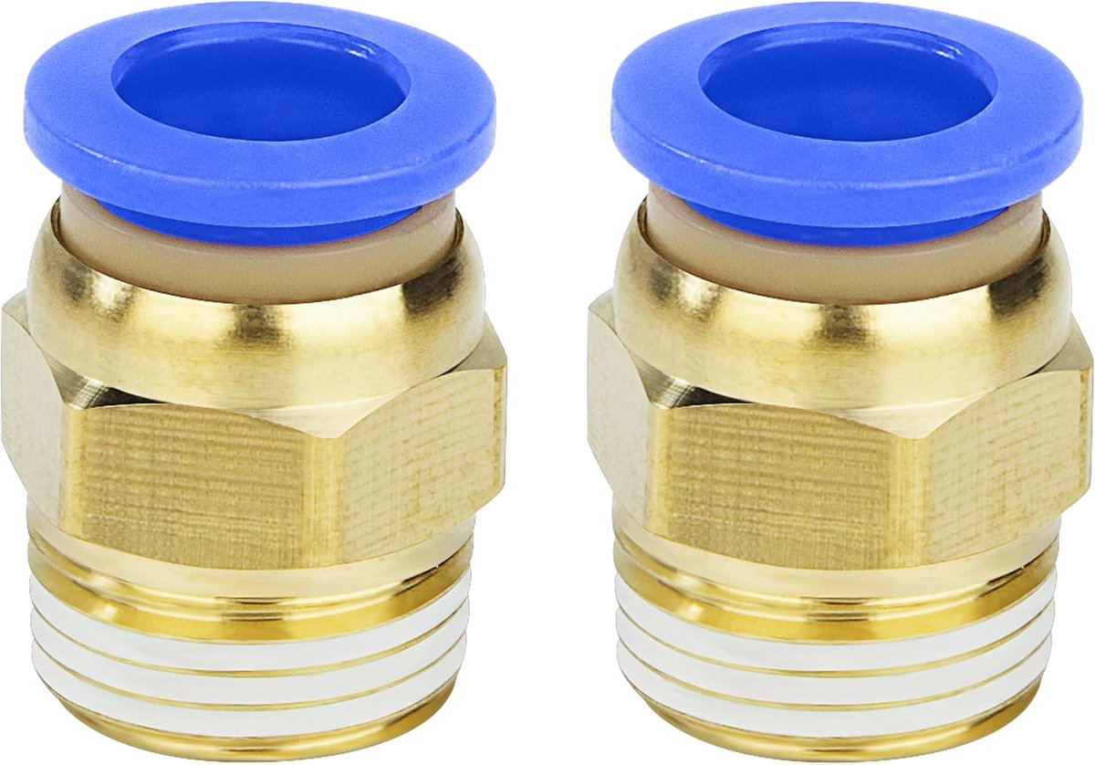 Aansluitingen van messing en kunststof, 2 stuks 8 mm OD x 3/8 inch buitendraad, push-in connect fittings, pneumatische snelkoppeling voor slang
