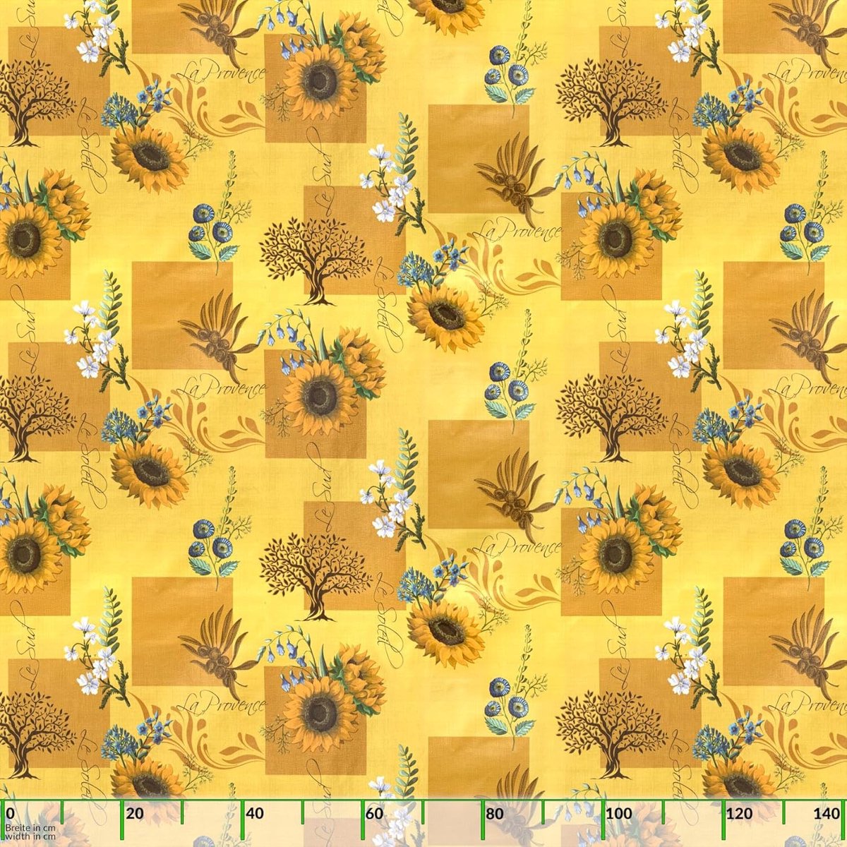 Tafelkleed, afwasbaar, onderhoudsvriendelijk, waterafstotend, lotuseffect, tuintafelkleed, zonnebloem, 180 x 140 cm, snijrand