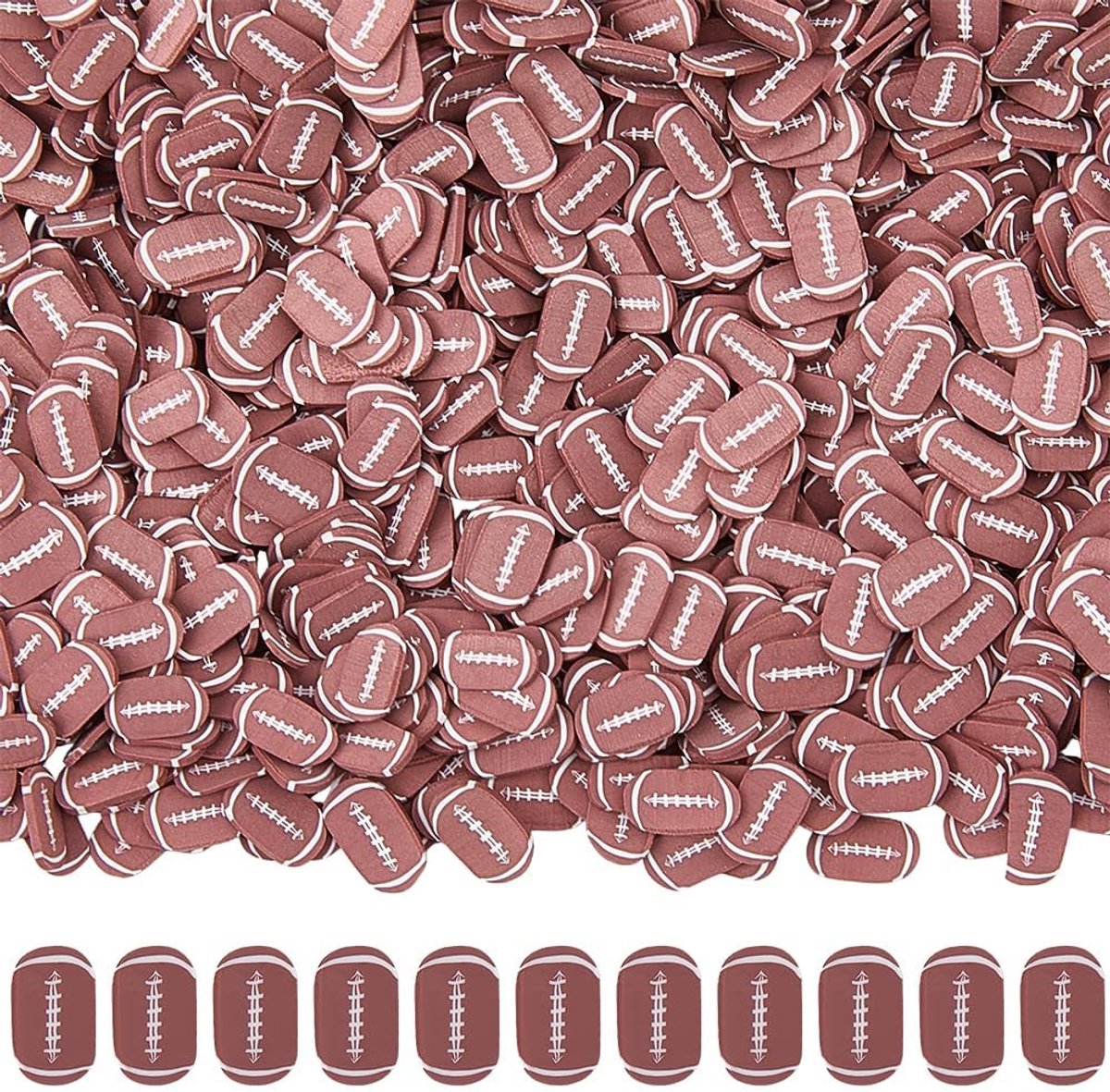 1 Doos Ongeveer 1600 Stks Voetbal Cabochons Sport Klei Plakjes 0,3 x 0,2 Inch Rugby Bal Sprinkles Confetti Platte Terug Kleine Bedels Stukken voor DIY Craft Nail Arts Mobiele Telefoon