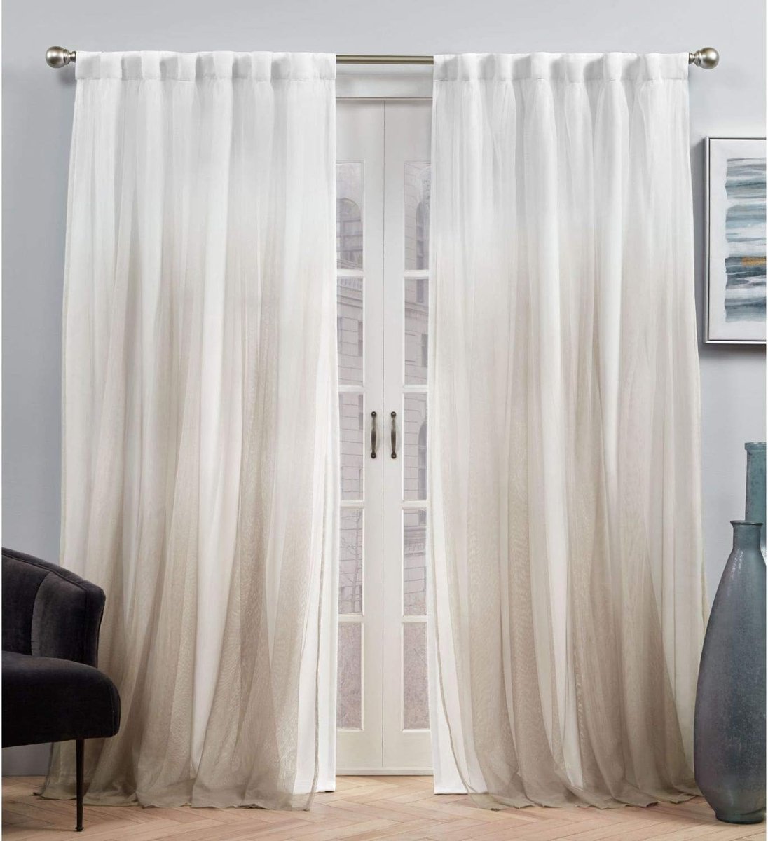 Home Curtains EH8462-02-2-84H Crescendo gevoerde verduisterende verborgen tab top gordijnpaneel paar, 54 x 84, champagne
