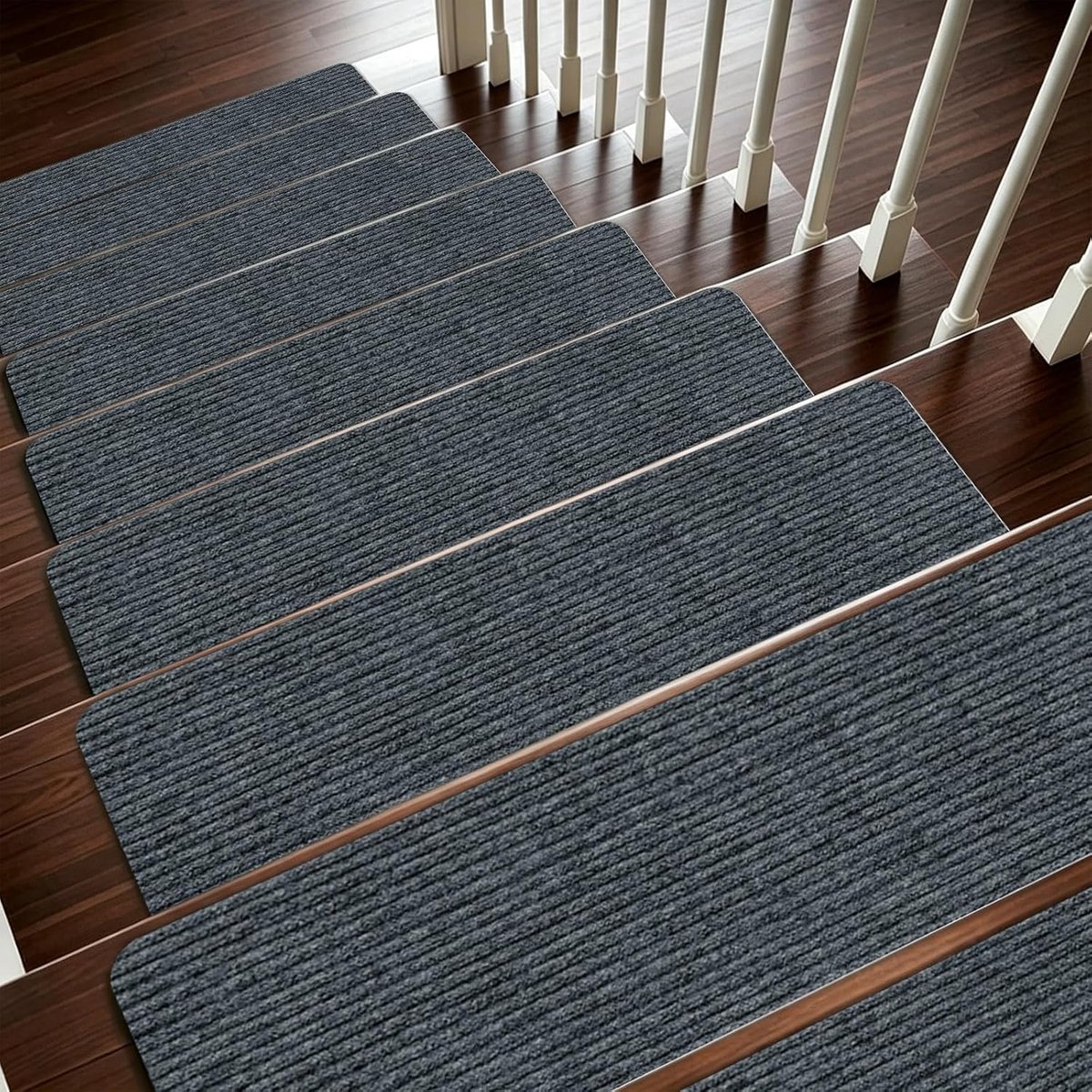 Trapmatten, 15 stuks, zelfklevend, binnen, traptreden, antislip, op maat te snijden, herbruikbaar, ter bescherming van huisdieren, senioren en kinderen, grijs, 76 x 20 cm
