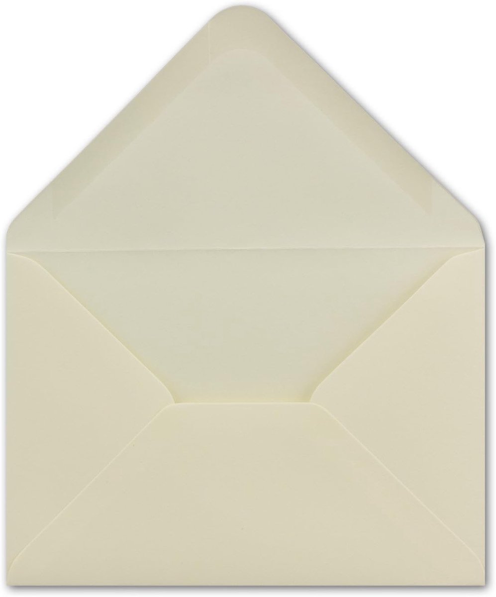 75 DIN C6 enveloppen, crème, 11,4 x 16,2 cm, 100 g/m², met natte plakrand, zonder venster, voor uitnodigingen van uw Glüxx-Agent
