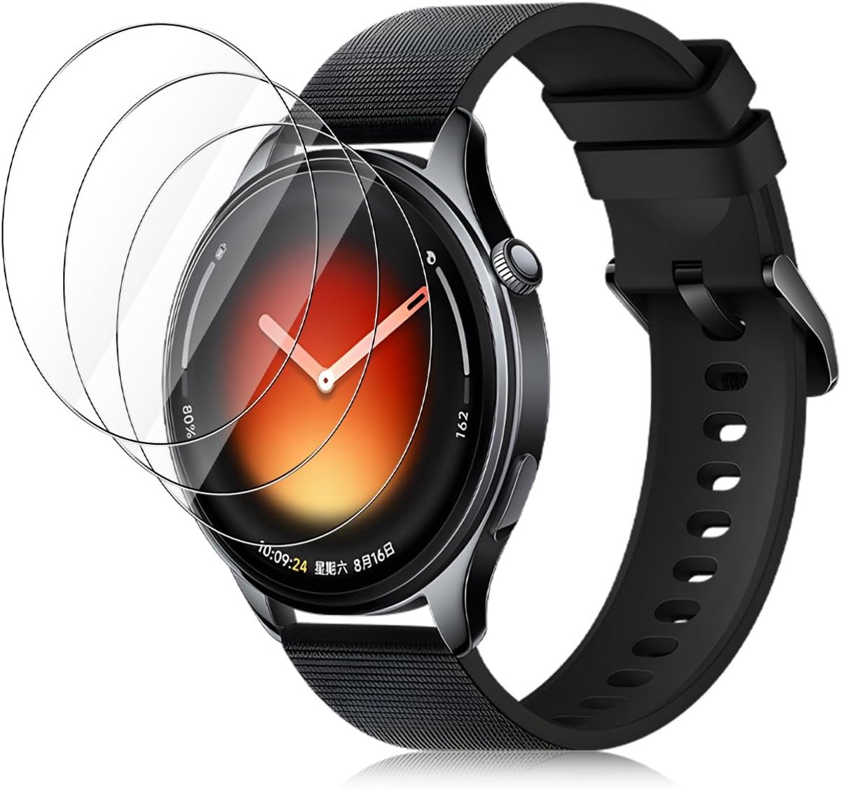 3 stuks pantserglas voor Xiaomi Watch 5, waterdichte geharde displaybescherming, 9H glasfolie HD, krasbestendige displaybeschermfolie, luchtbelvrije displayfolie