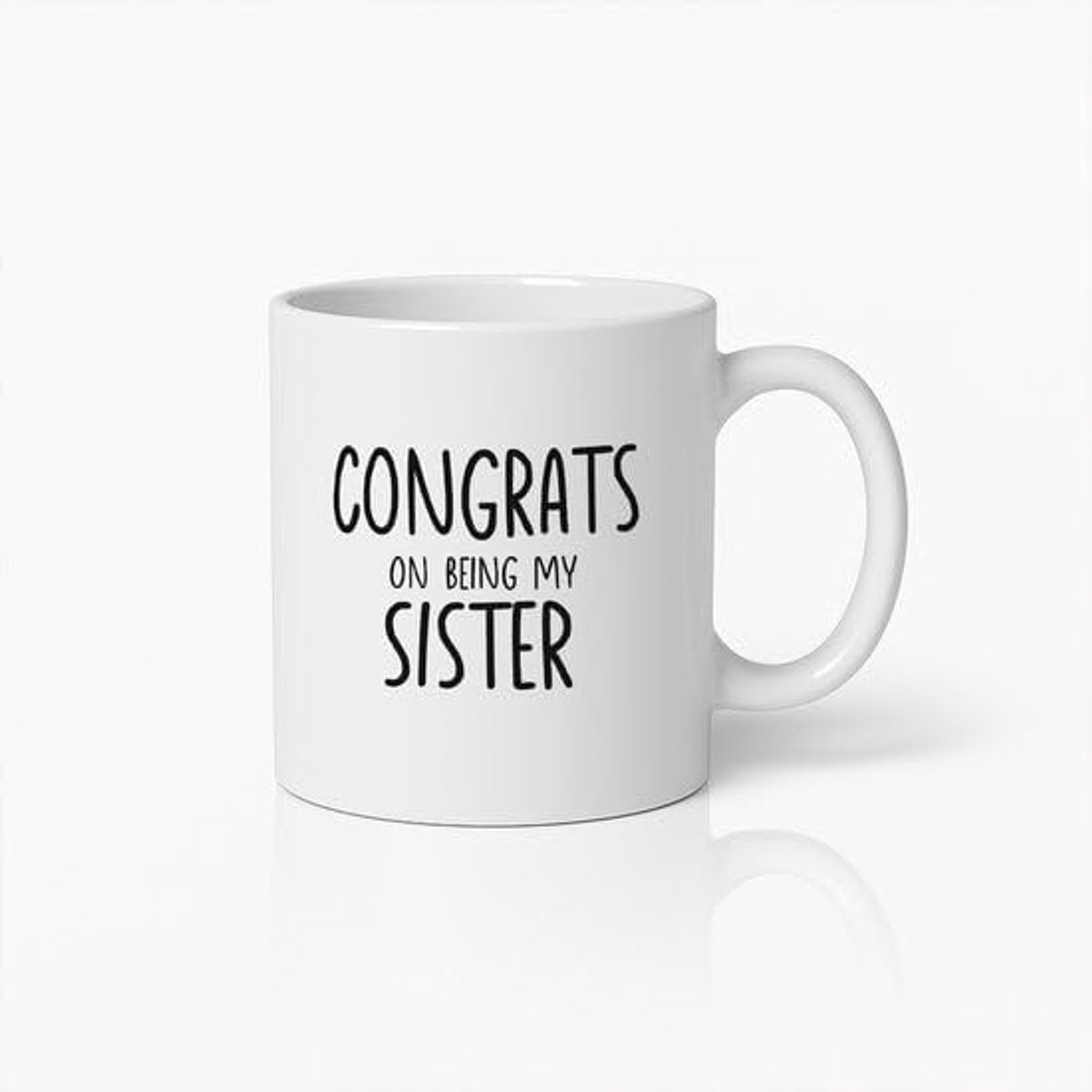 "Gefeliciteerd met Mijn Zus Zijn" Witte Keramische Mok – Attent Cadeau Voor Zussen