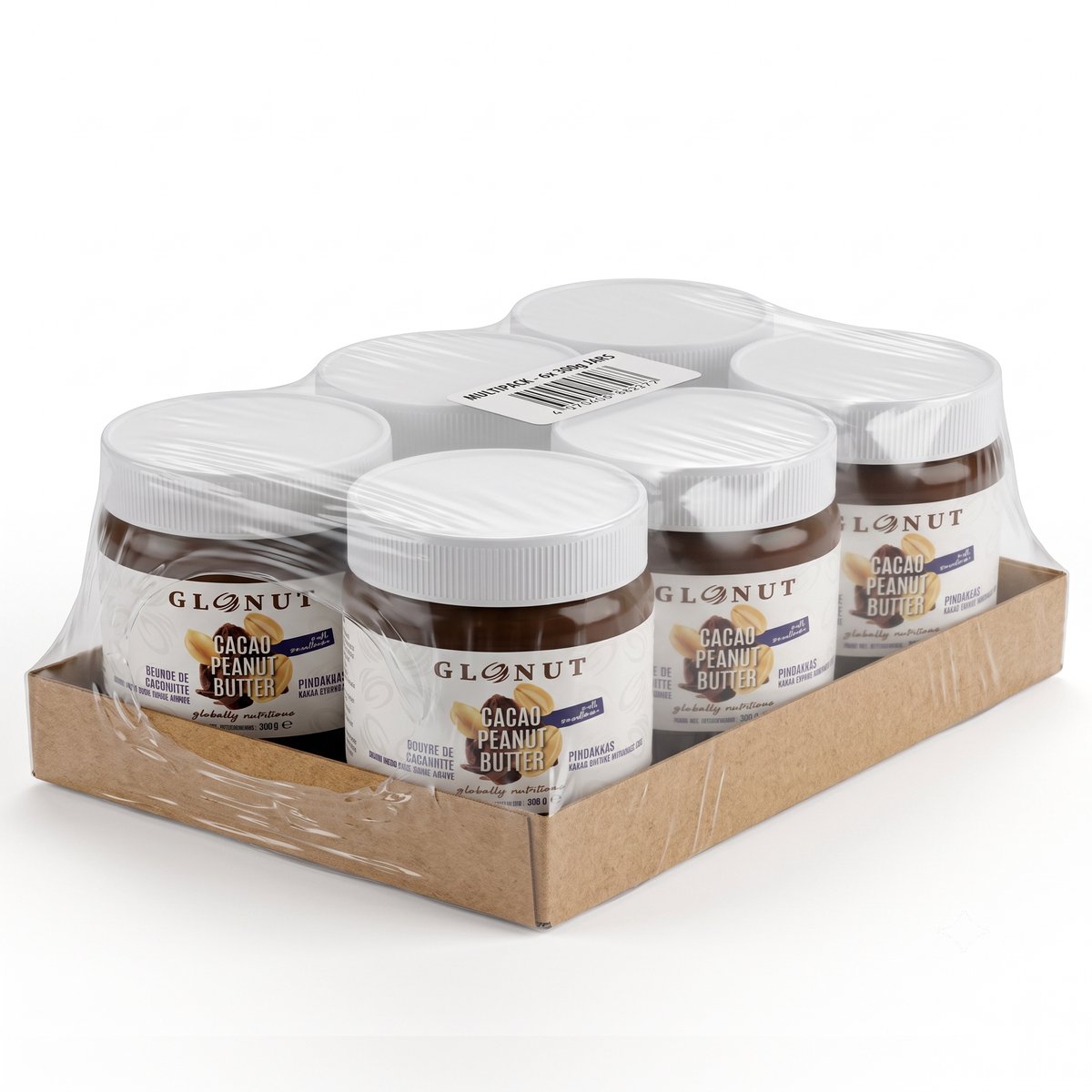 GloNut | suikervrije cacao pindakaas (360g) x 6