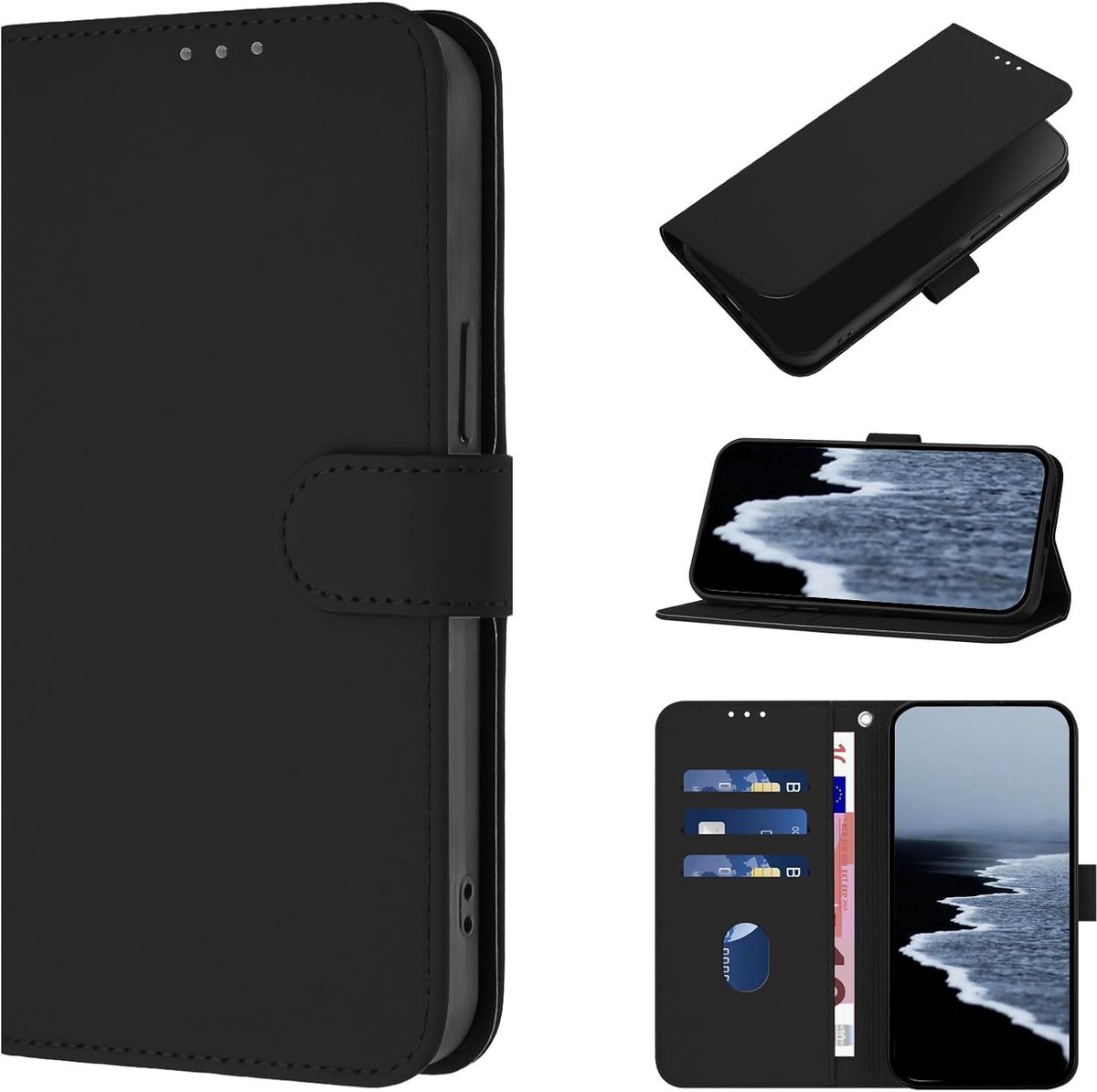Hoesje voor Xiaomi Redmi Note 10 5G, Premium PU-Leerhoes [Kaartsleuven] Portemonnee Beschermhoes, Schokbestendig Telefoonhoesjes voor Redmi Note 10 5G (Zwart)