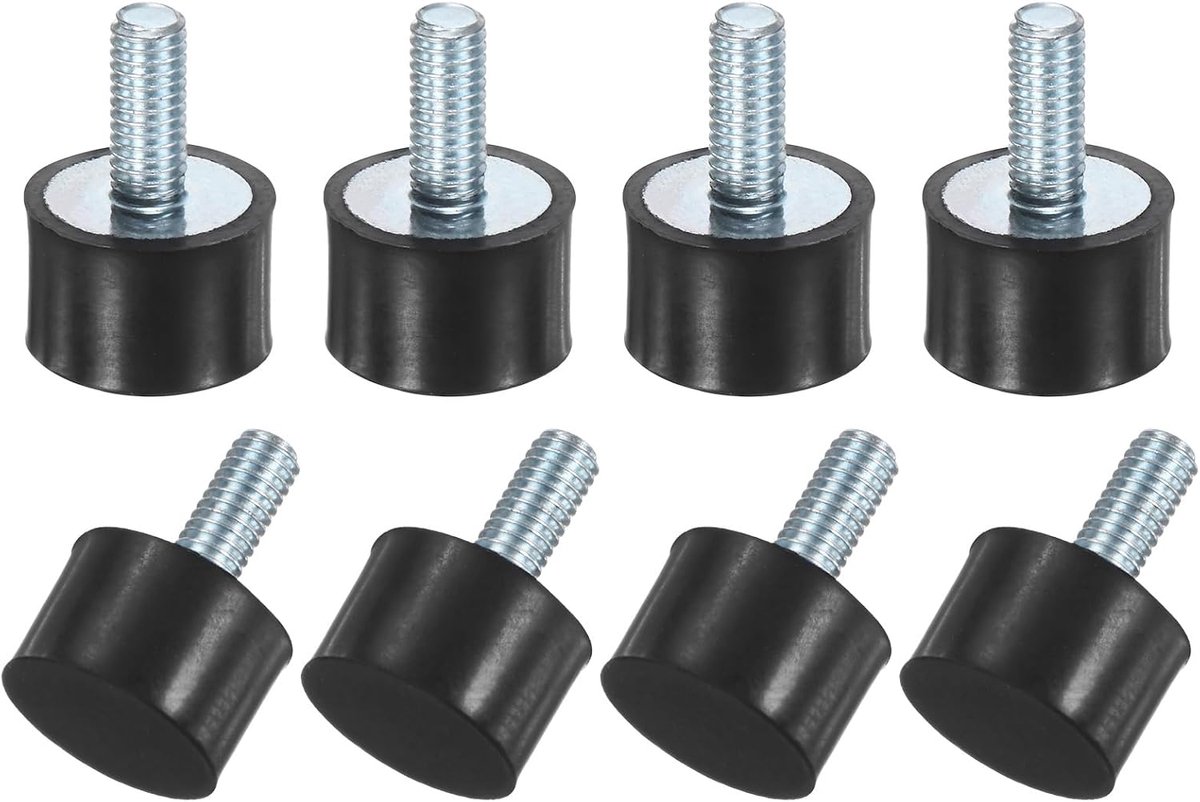 8-Pack Rubber Mounts D15mmxH10mm Mannelijke Trillingsisolatoren Cilindrische Schokdemper W M5 x 12mm Studs voor Luchtcompressor/Auto/Pomp/Boot/Garage Motor/Klossen Rubber Isolatoren