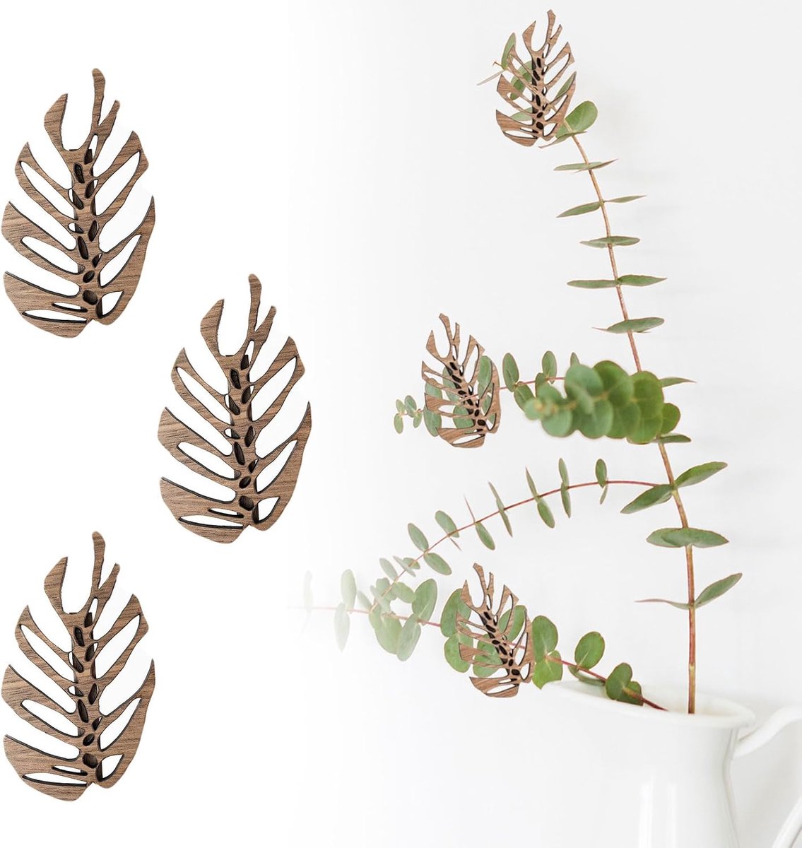 3 stuks wandplantenclips van hout, plantenhouderclips, wandbevestiging voor planten, groot, plantenclips voor klimplanten, plantensteun voor binnen en buiten