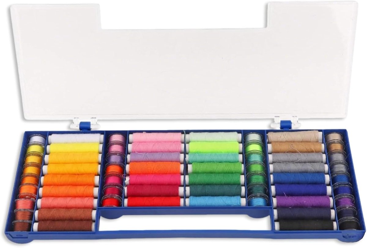 Naaigaren Kits, 32 Kleuren 64 Stuks Naaimachine Draden Voorgewikkelde Spoel Set met Opbergdoos voor DIY