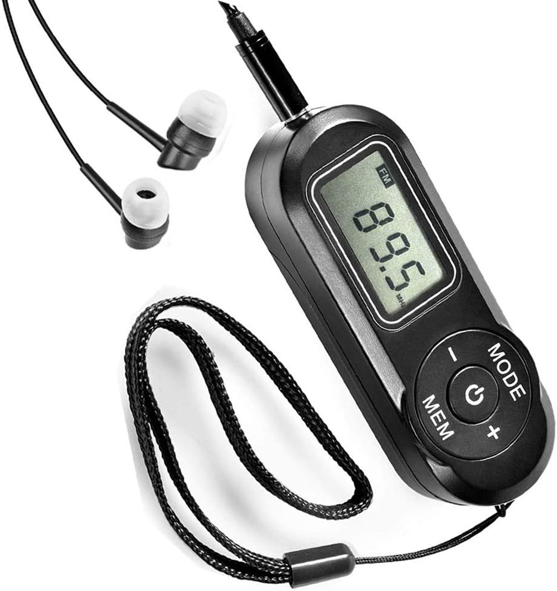 Handheld radio FM mini draagbare ontvanger, met digitaal lcd-display, hoofdtelefoon, zakradio met voorinstelling, voor joggen, wandelen, reizen, enz