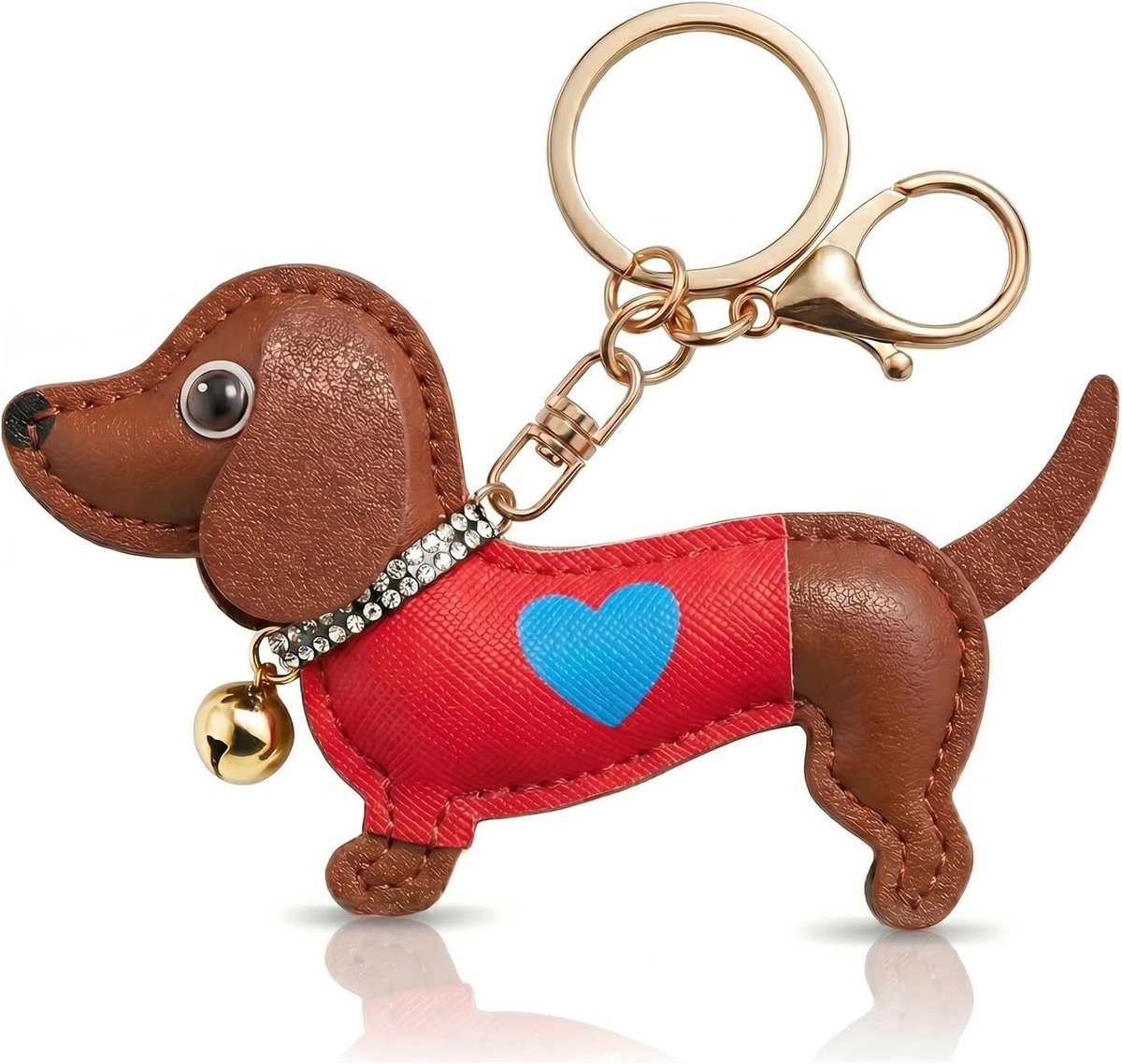 Sleutelhanger Van Leer, 3D Tas Hanger Voor Dames Handtas, Shopper, Sleutelbos, Auto, Rugzak, Portemonnee, Cadeau Voor Teckel Liefhebbers En Hondenfans Bruin