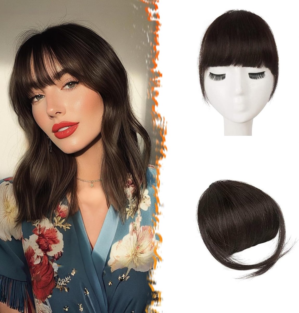 Clip in franje, 100% human hair extensions clip in Franse pony Nette pony met Tempels Clip op pony echt haar voor vrouwen natuurlijke kleur wasbaar/Dye-able