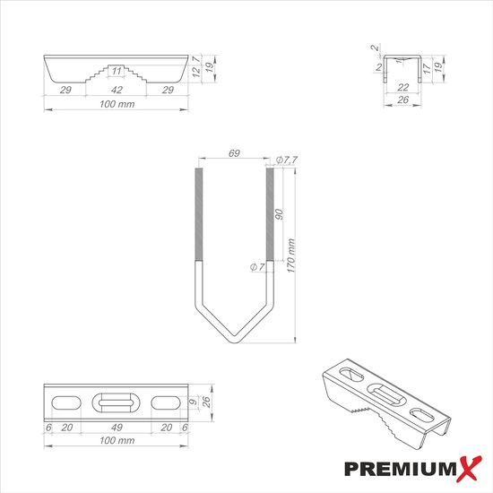 X 25 cm Ø 40 mm aluminium muurbeugel voor satellietantenne — afbeelding 3