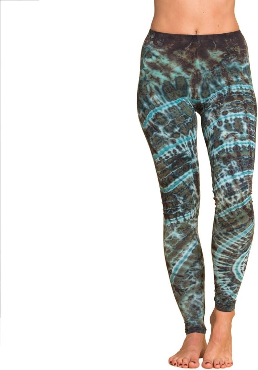 Dames Yoga Legging - Lange Sportlegging - Zebrapatroon | Zacht & elastisch, yogalegging, fitness & vrije tijd, ademend, viscose & elastaan, handgeverfde batik, uniek exemplaar