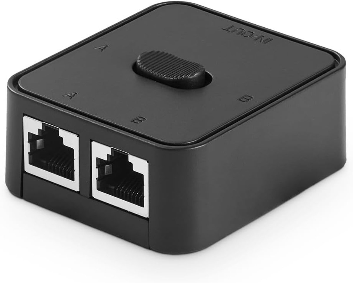 Gigabit netwerkschakelaar, passieve Ethernet-selector, in/uit naar A- of B-netwerk, bidirectionele handmatige schakelaar, geen stroom nodig