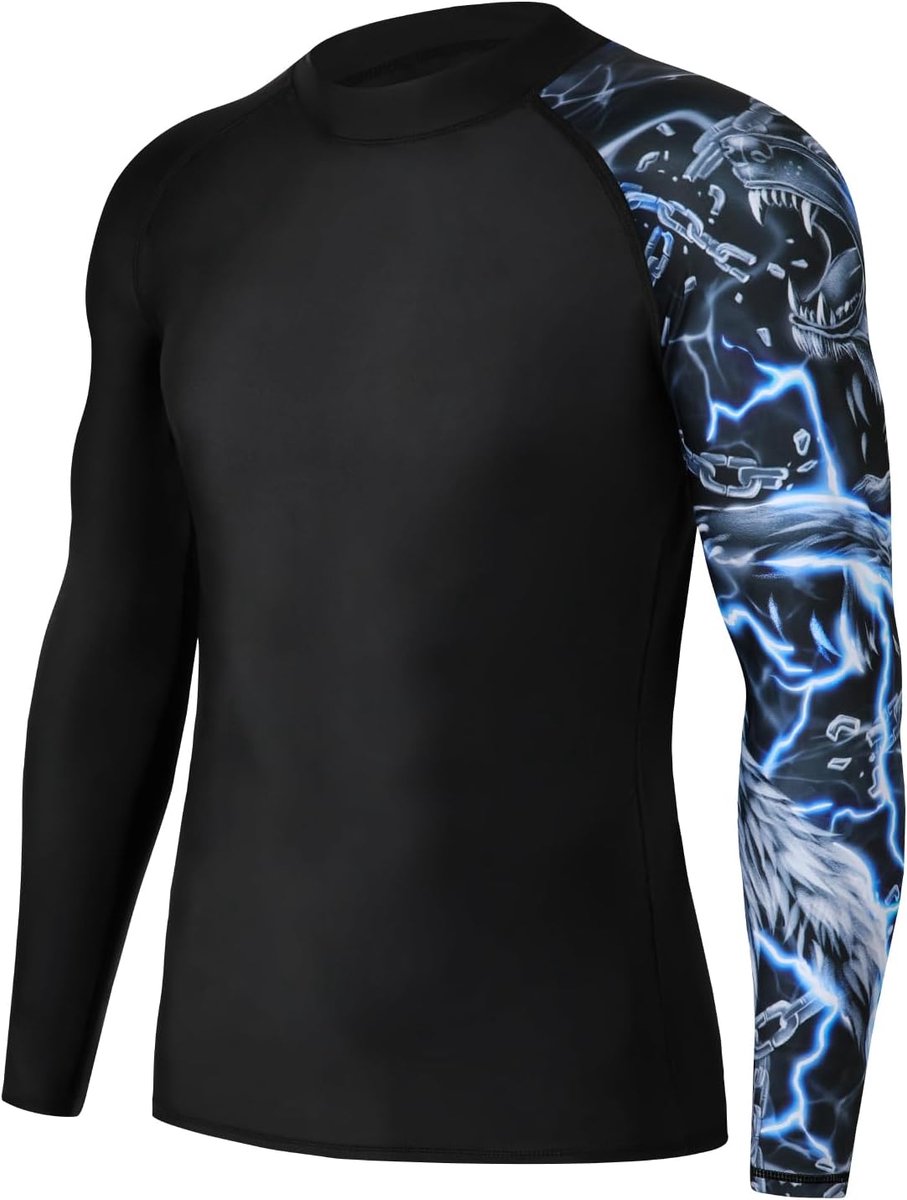 Rashguard heren lange mouwen UPF 50+ UV-beschermend compressieshirt heren sneldrogend ademend surfen vissen wandelen top