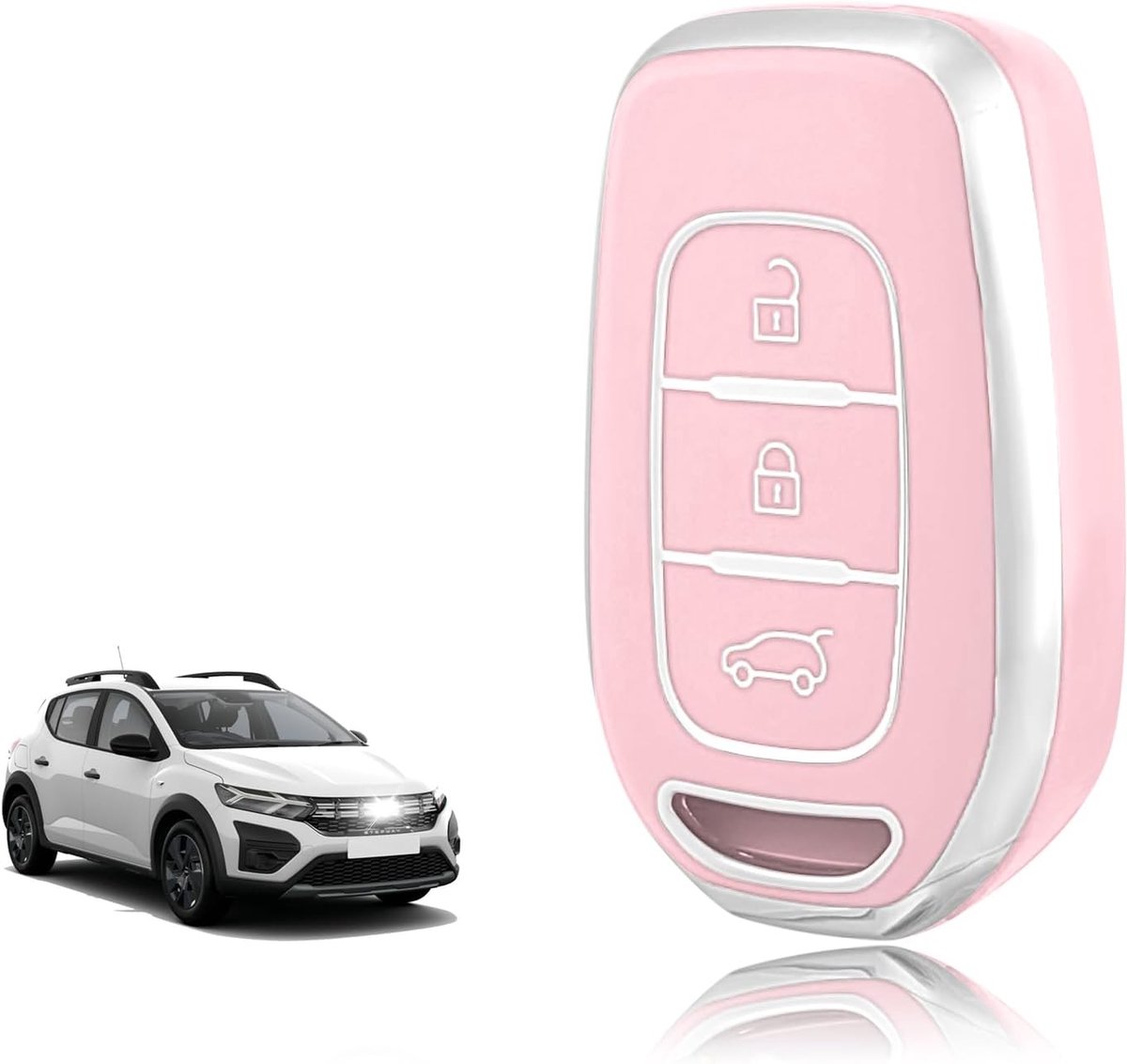 Sleutelhoes TPU, Autosleutelhoes Geschikt voor Renault Twingo Kangoo Clio Symbol Kwid Dacia Logan Sandero Stepway Duster Dokker, Sleutel Cover Bescherming Sleutelbehuizing - Smart Key