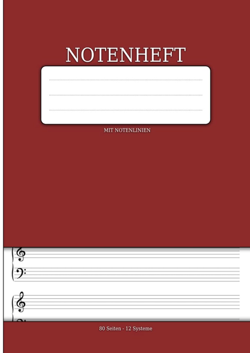 Mit Notenlinien: Musikheft Mit 80 Seiten Und 12 Systemen - Ideal Zum Lernen Und Aufschreiben Von Noten Und Kompositionen Von Pianisten, ... Lineatur 14 Für Musiker, Schüler, Komponisten