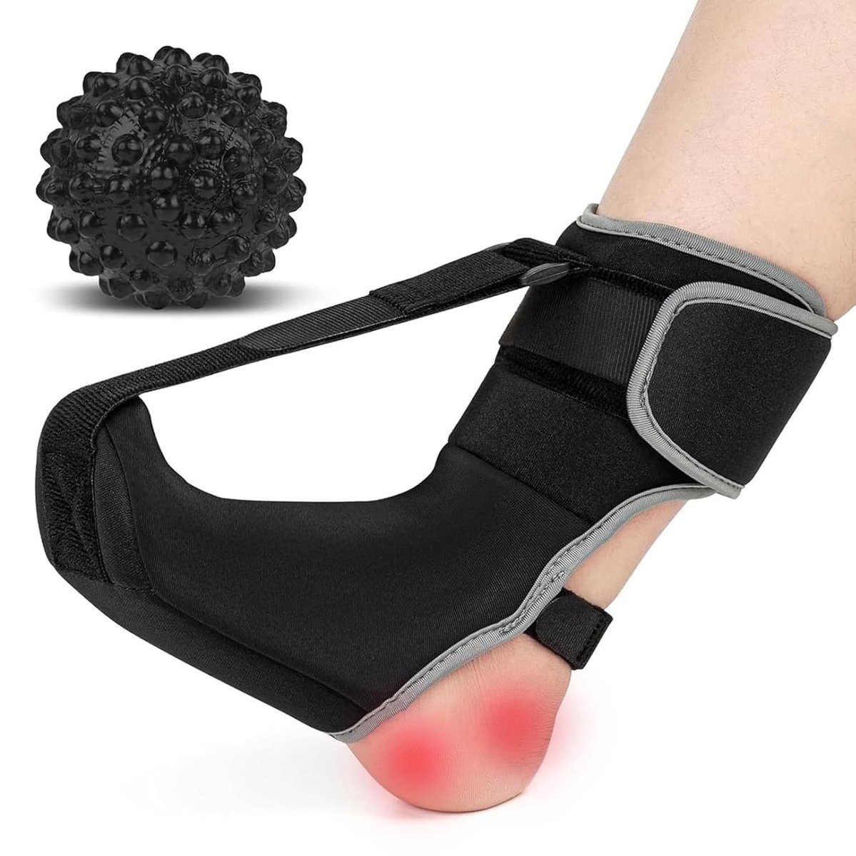 Fasciitis nachtspalk, hielspoor bandage met massagebal | Verstelbare voetbandage voor dames en heren, platvoetbandage voor platte voeten, voetboogpijn, pijnverlichting